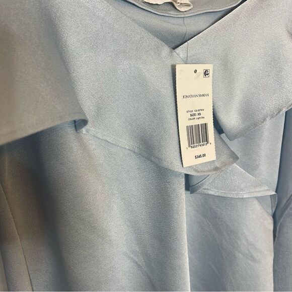 Jonathan Simkhai The Diane Satin Off Shoulder Top in Light Sky. XS NWT - Picture 10 of 12